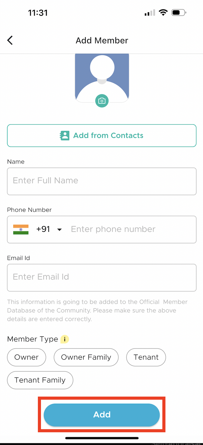 How to add my other unit members (Owner/Tenant) to ADDA using the ADDA App?