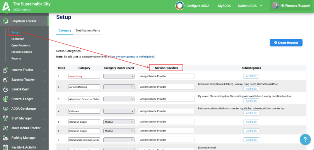 How do I configure the CAFM Bridge under the Helpdesk Tracker?