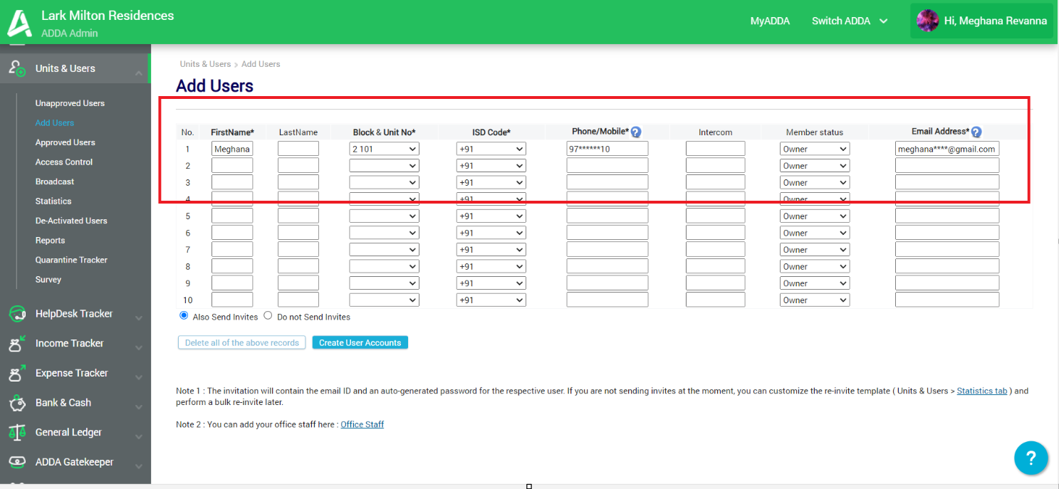 How can Admin add users to ADDA?