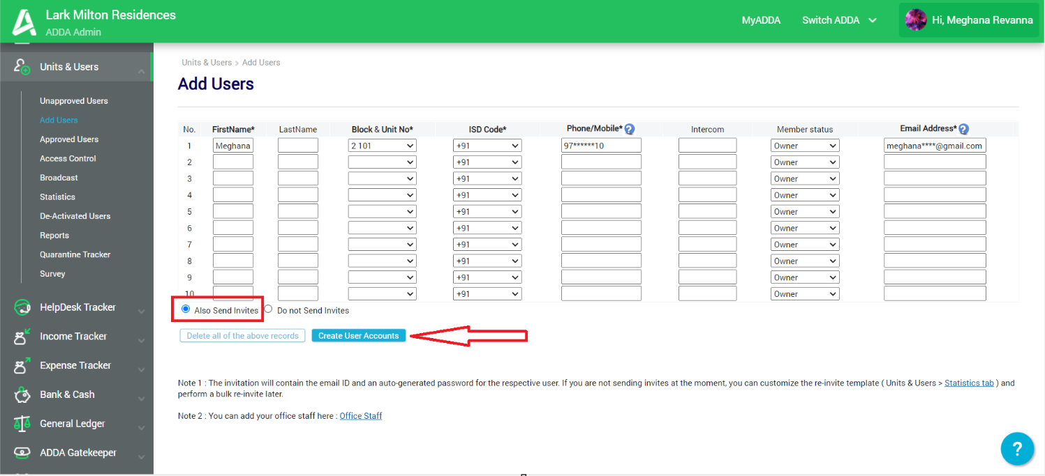 How can Admin add users to ADDA?